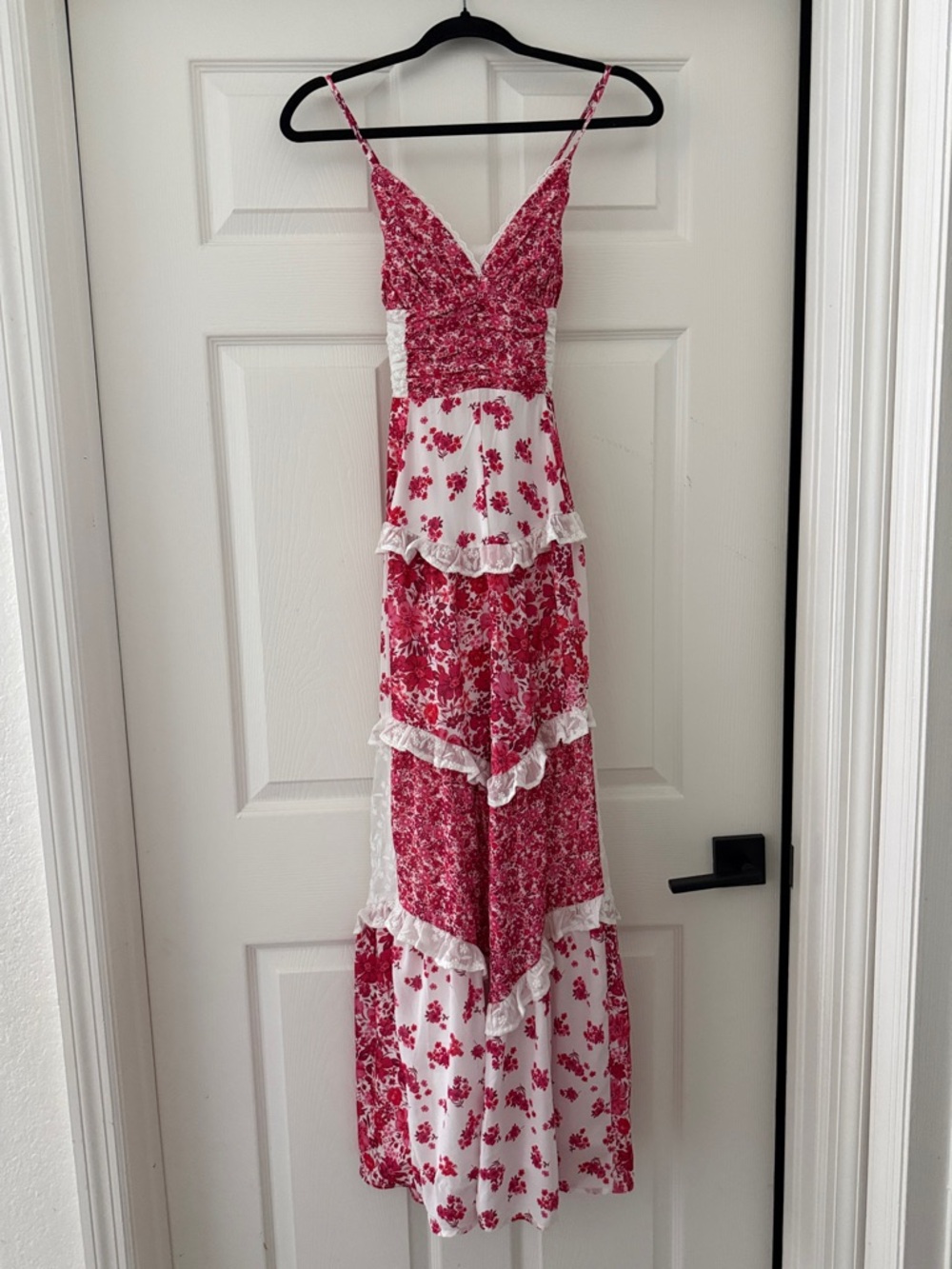 Altar'd State White Dress with Red and Pink Floral Print